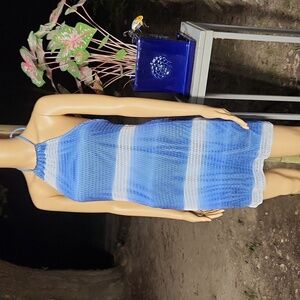 EUC "Voice" blue net dress/swimsuit cover-up